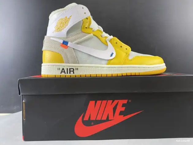 Rep TBkick Dark Jordan Yellow-Cone Air 1 AQ0818-149 Powder Off-White White NRG x 0605